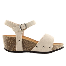 Sandalias en una suela de corcho beige beige 4