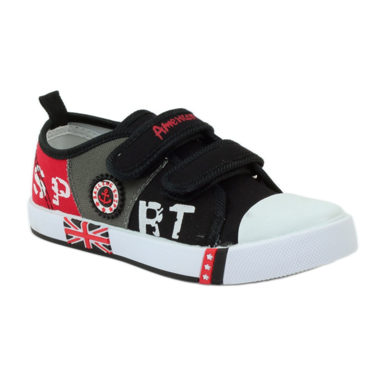 American Club zapatillas de deporte de los niños americanos zapatillas de deporte de cuero rojo gris negro 1