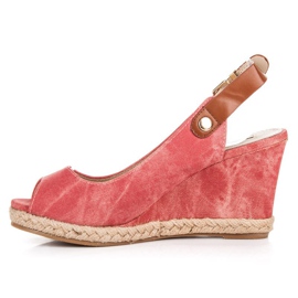 Rax Max Sandalias de cuña cómodas rojo 3