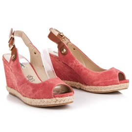 Rax Max Sandalias de cuña cómodas rojo 4