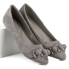 Ideal Shoes Bailarinas grises con estilo 3