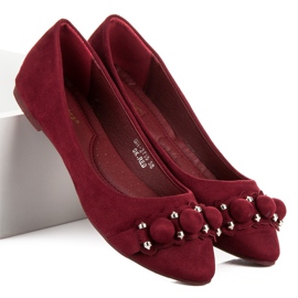 Ideal Shoes Bailarinas granate con estilo rojo 2