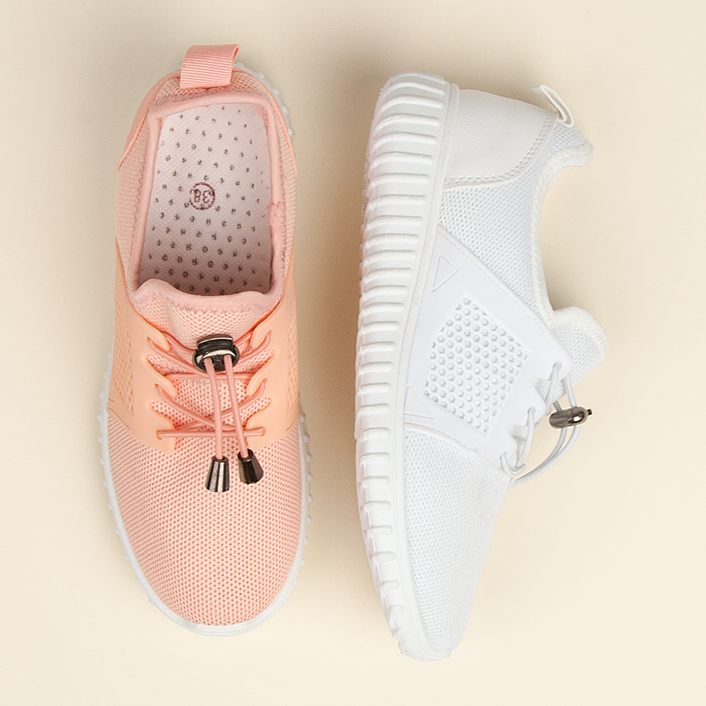 Deportivas salmón con ribete rosa 1