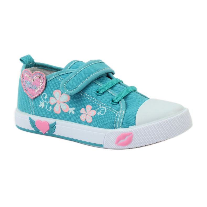 American Club Deportivas corazón americano con plantilla de piel verde azul 1