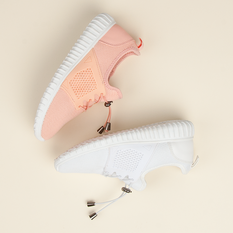 Deportivas salmón con ribete rosa 2
