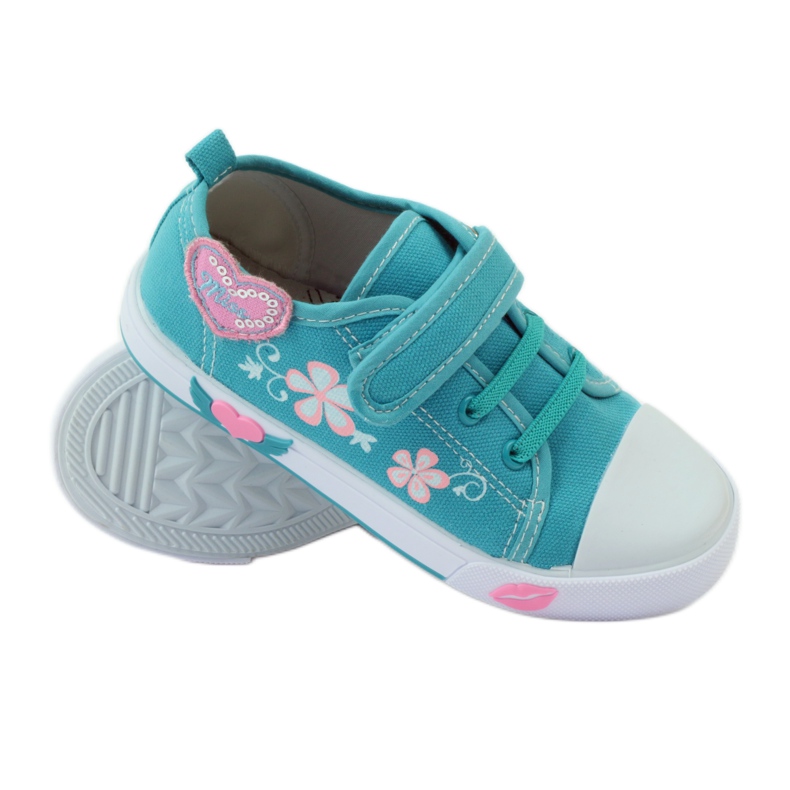 American Club Deportivas corazón americano con plantilla de piel verde azul 3