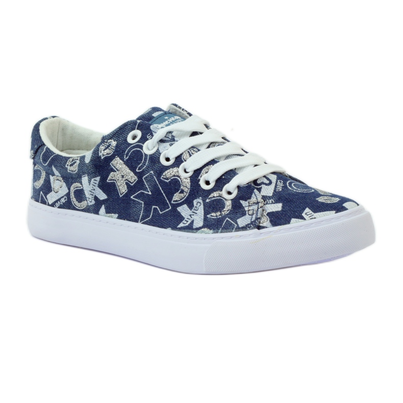 American Club zapatillas americanas de mezclilla con purpurina azul marino 1
