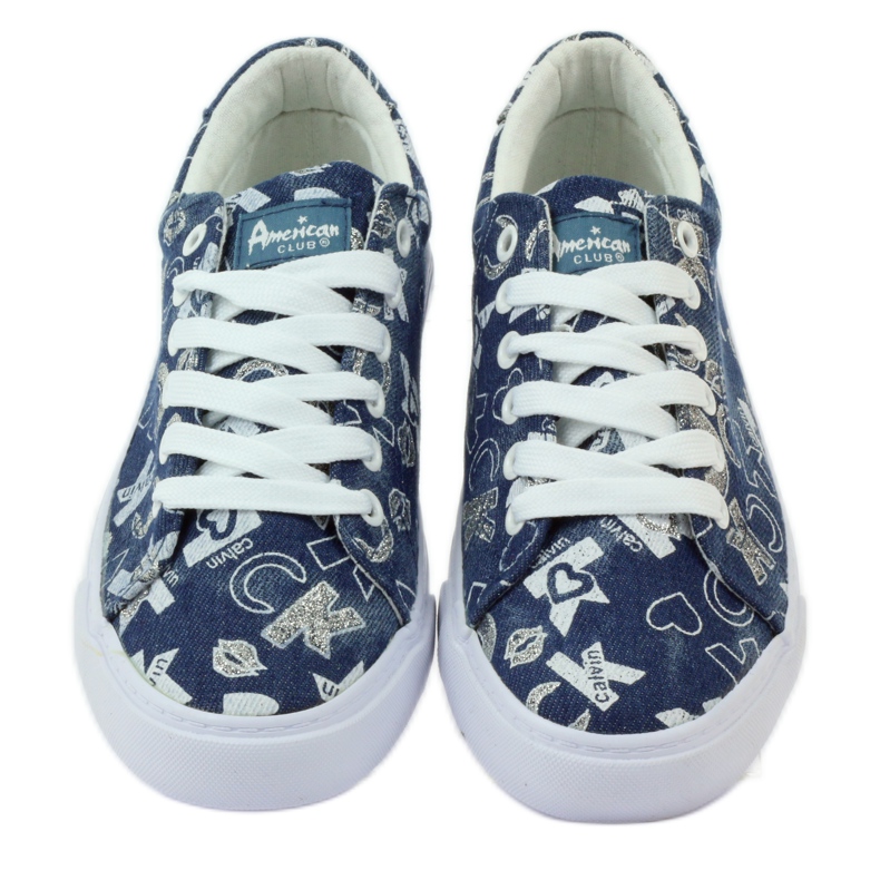 American Club zapatillas americanas de mezclilla con purpurina azul marino 4