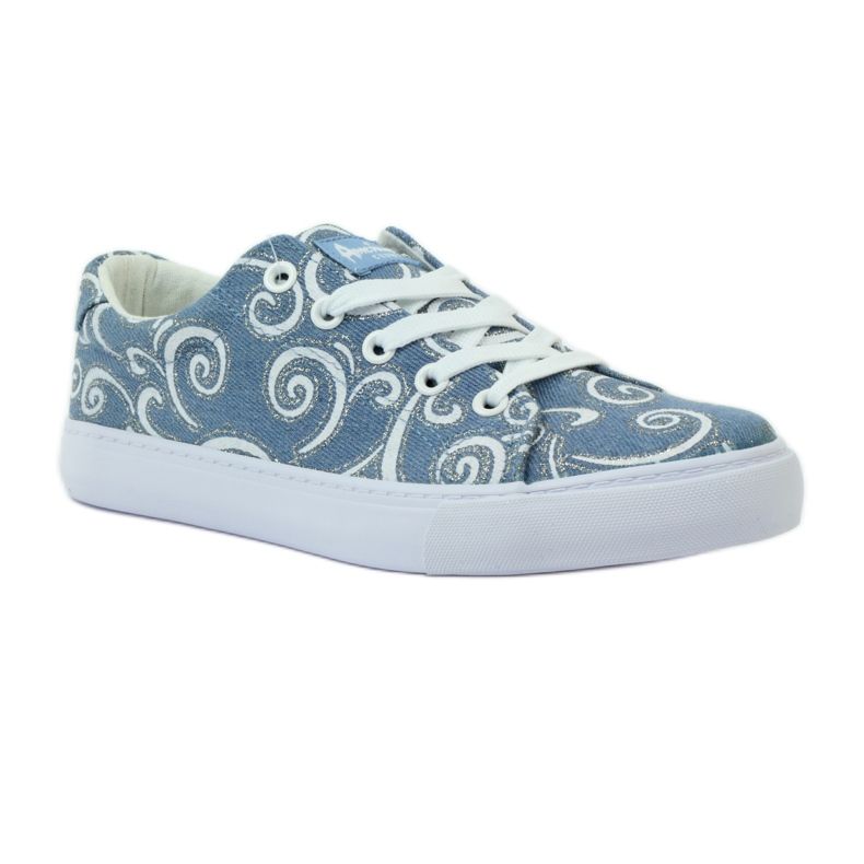 Zapatillas vaqueras American Club LH con purpurina azul gris 1