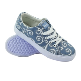 Zapatillas vaqueras American Club LH con purpurina azul gris 2