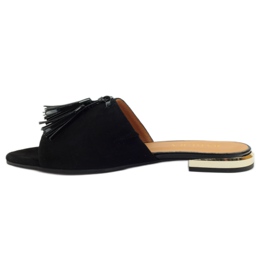 Pantuflas negras con flecos Badura 5133 negro amarillo 2
