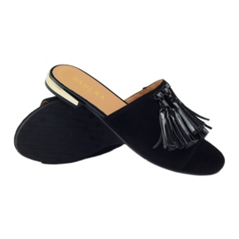 Pantuflas negras con flecos Badura 5133 negro amarillo 3