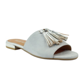 Babuchas con flecos Badura 5133 gris 1
