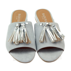 Babuchas con flecos Badura 5133 gris 4