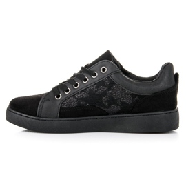 Erynn Zapatillas de deporte atadas de moda negro 2