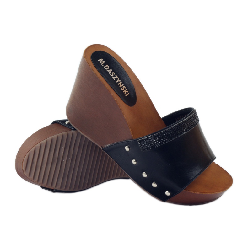M.Daszyński Pantuflas de cuña Daszyński con circonita negro 3 M.Daszyński Pantuflas de cuña Daszyński con circonita negro 3