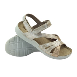 Sandalias con inserto de piel Inblu 004 dorado marrón amarillo 3