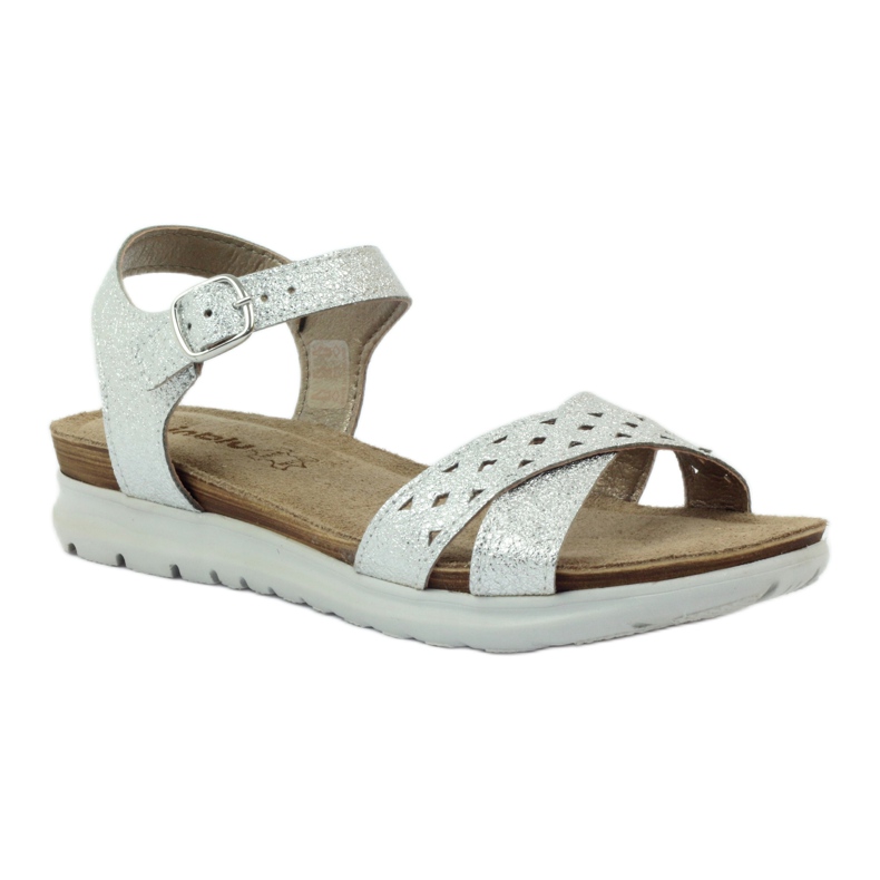 Sandalias de piel Inblu 038 inserto plata gris 1