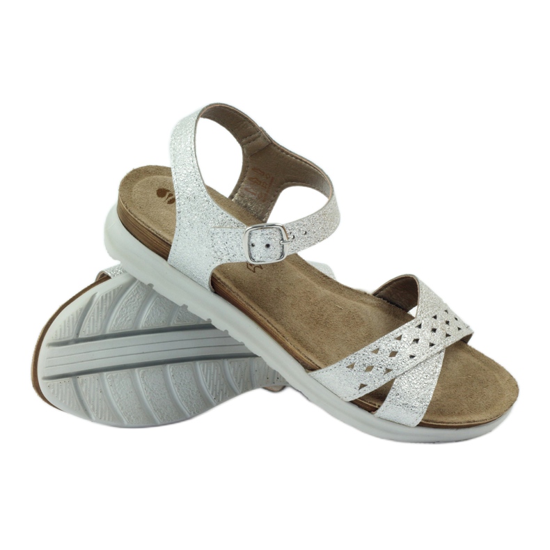 Sandalias de piel Inblu 038 inserto plata gris 3