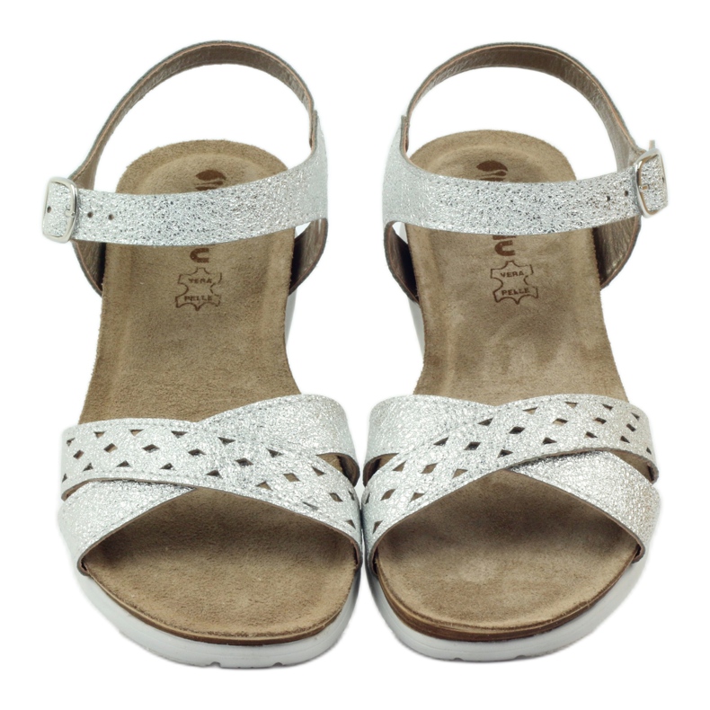 Sandalias de piel Inblu 038 inserto plata gris 4