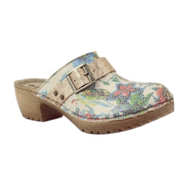 Zuecos con flores Inblu BL02 marrón amarillo multicolor 1