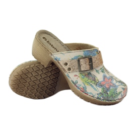 Zuecos con flores Inblu BL02 marrón amarillo multicolor 3