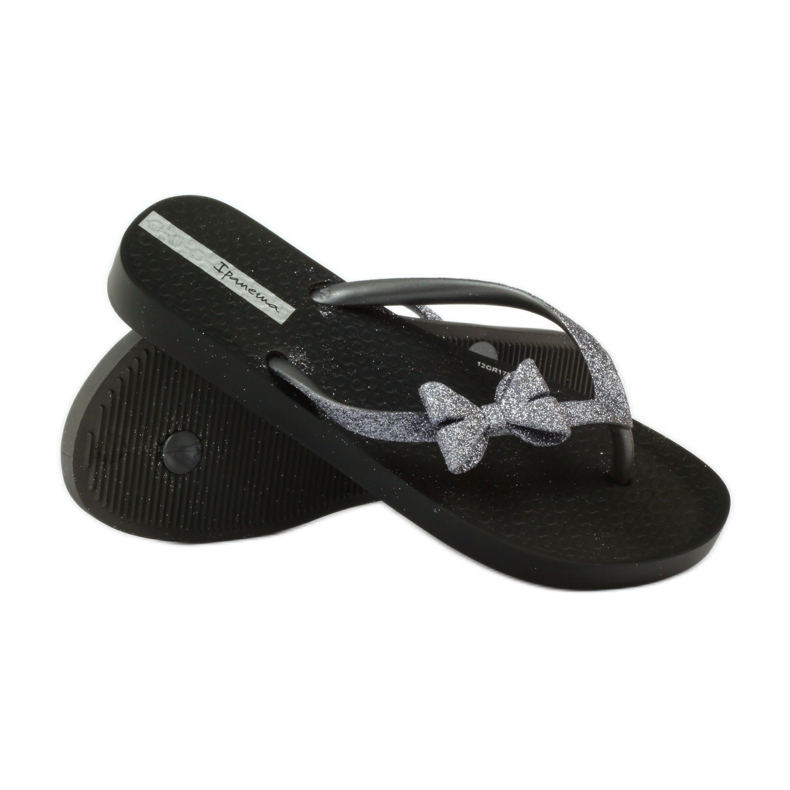 Chanclas de purpurina con lazo de Ipanema gris negro 4