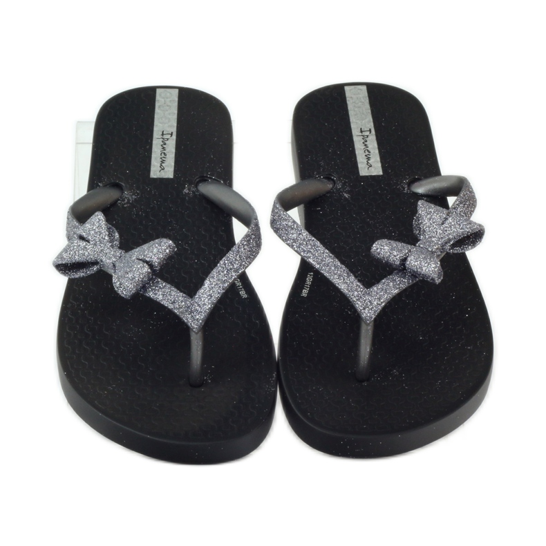 Chanclas de purpurina con lazo de Ipanema gris negro 5