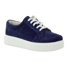 Zapatos Creepers piel Filippo 036 azul marino 1