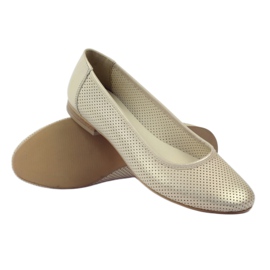 Bailarinas perforadas Angello 336 oro beige 3