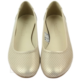 Bailarinas perforadas Angello 336 oro beige 4