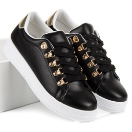 Lovery Elegantes zapatillas deportivas negras. negro amarillo 2