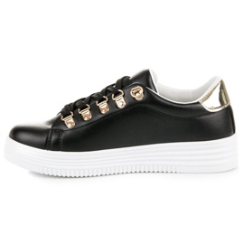 Lovery Elegantes zapatillas deportivas negras. negro amarillo 4