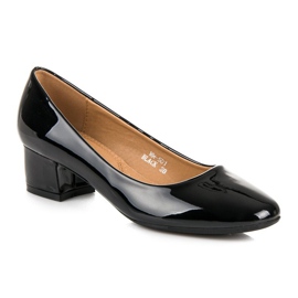 Lovery Salones de charol con tacones bajos negro 2