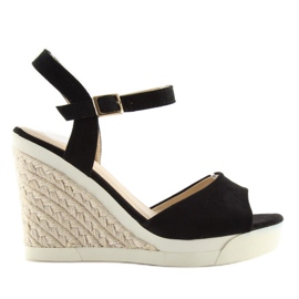 Sandalias cuña deportivas negras negro 1