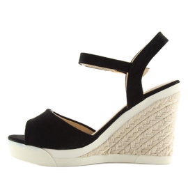 Sandalias cuña deportivas negras negro 2