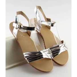 Sandalias con rayas plateadas brillantes gris 3