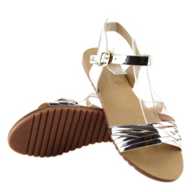 Sandalias con rayas plateadas brillantes gris 1