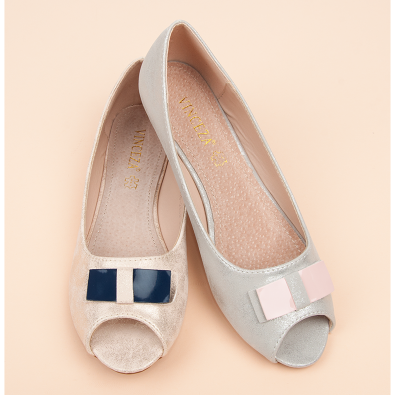 Bailarinas vinceza punta abierta gris 1