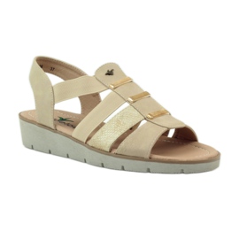 Sandalias Aloeloe súper cómodas marrón amarillo 1