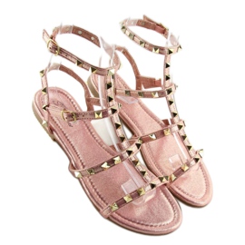 Sandalias de mujer con tachuelas rosa H56 Champagne 2