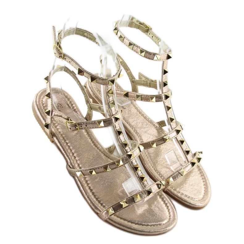Sandalias mujer con tachuelas doradas H56 LT.GOLD dorado 2