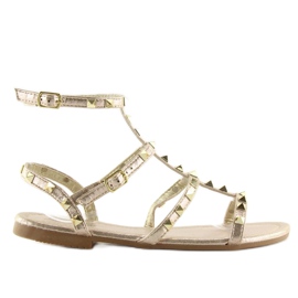 Sandalias mujer con tachuelas doradas H56 LT.GOLD dorado 3