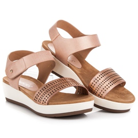 Elegantes sandalias vinceza con velcro rosado 5