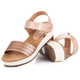 Elegantes sandalias vinceza con velcro rosado 4