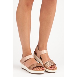 Elegantes sandalias vinceza con velcro rosado 1