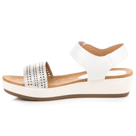 Elegantes sandalias vinceza con velcro blanco 3