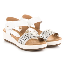Elegantes sandalias vinceza con velcro blanco 5