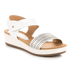 Elegantes sandalias vinceza con velcro blanco 2