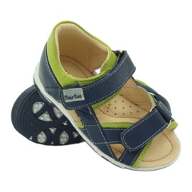 Sandalias de cuero para niños para velcro 137 Navy/verde Bartuś azul 3